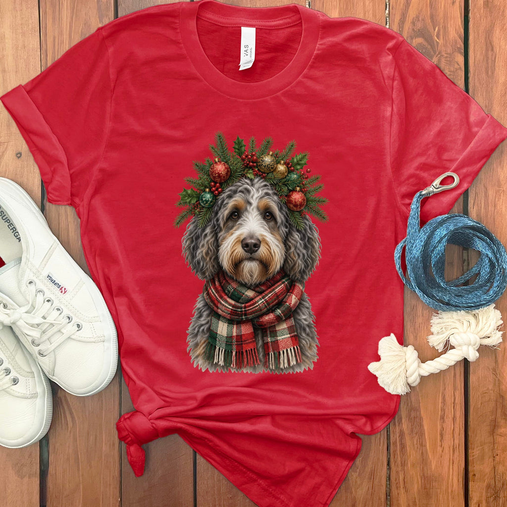 Aussiedoodle Holiday Crown T-Shirt in Red / S by Puppy Jo