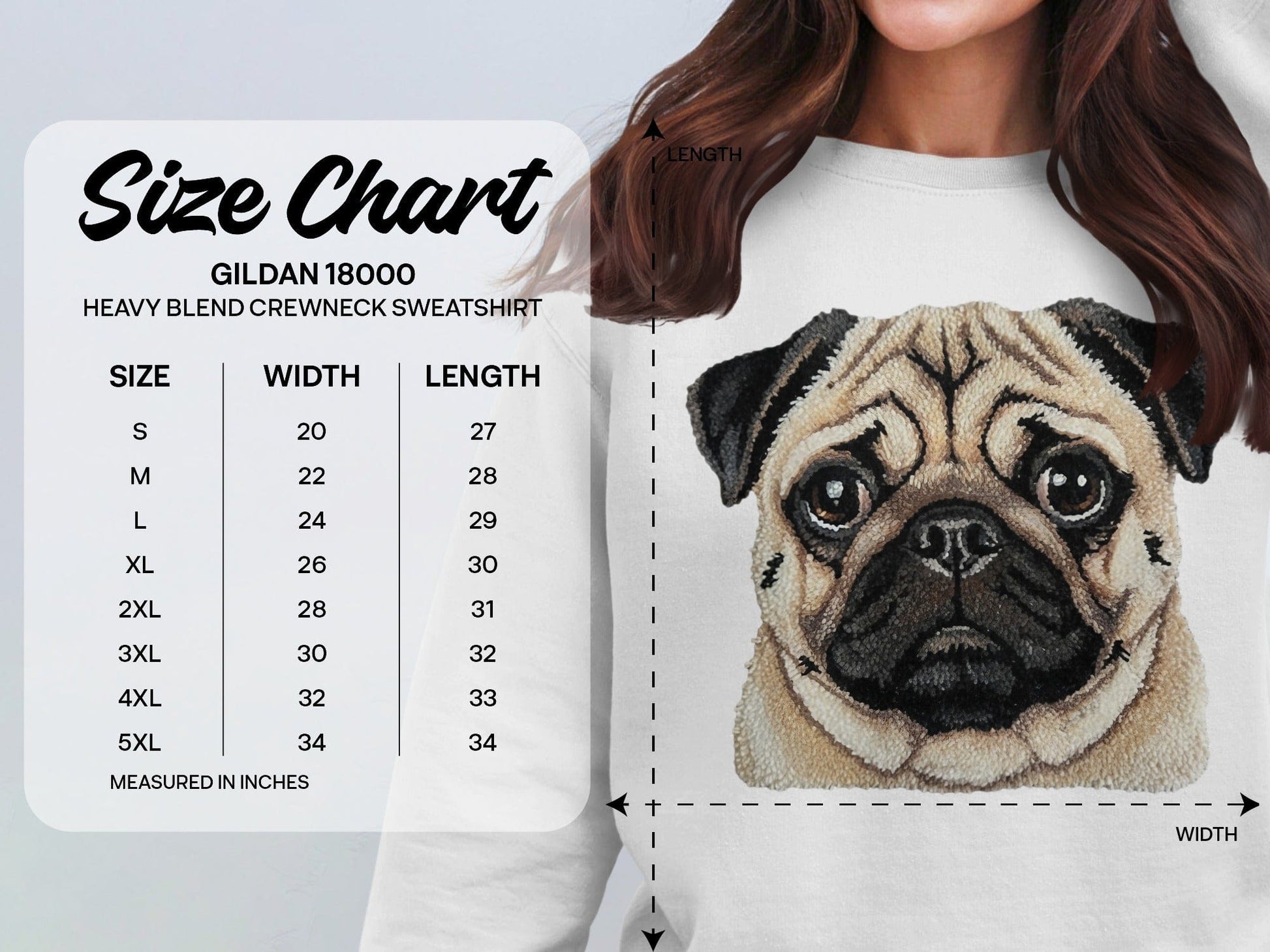 Adorable Pug Face Heavy Blend Crewneck Sweatshirt
