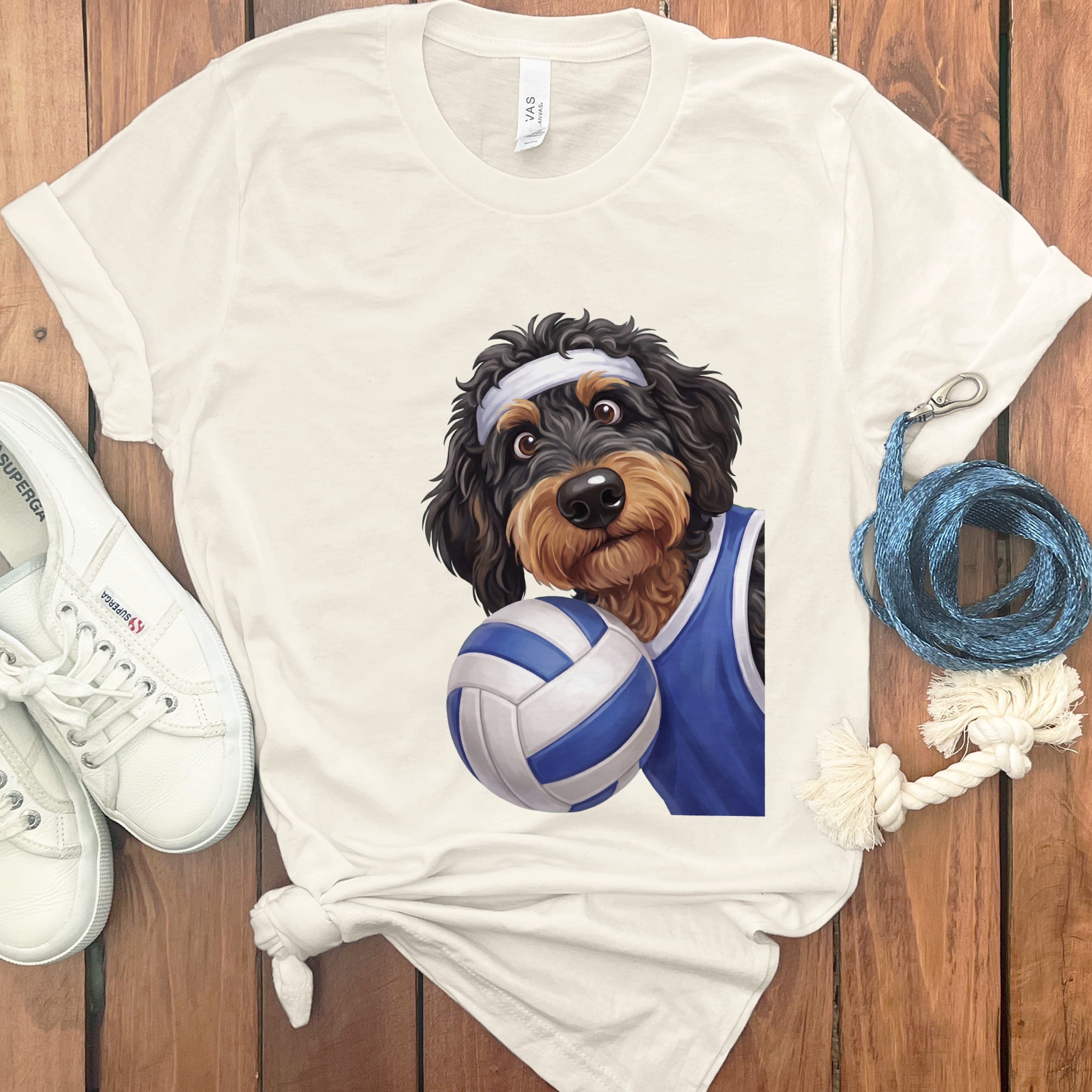 Phantom Goldendoodle Volleyball Player T-Shirt in Natural / S by Puppy Jo