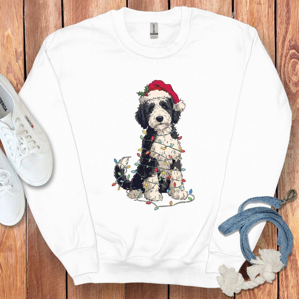 Christmas Dog in Santa Hat with Lights Sweatshirt
