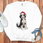 Christmas Dog in Santa Hat with Lights Sweatshirt