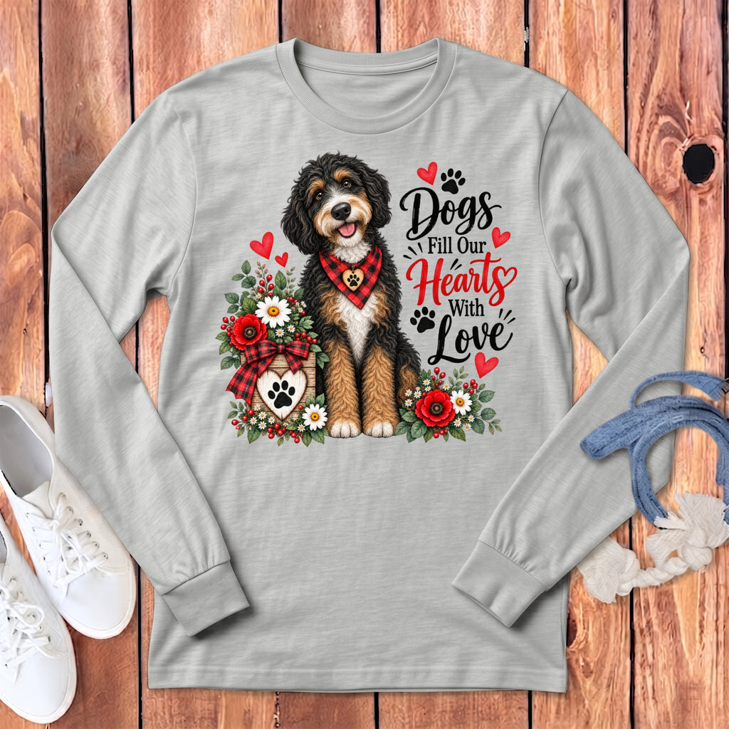 Bernedoodle Hearts Love Long Sleeve T-Shirt