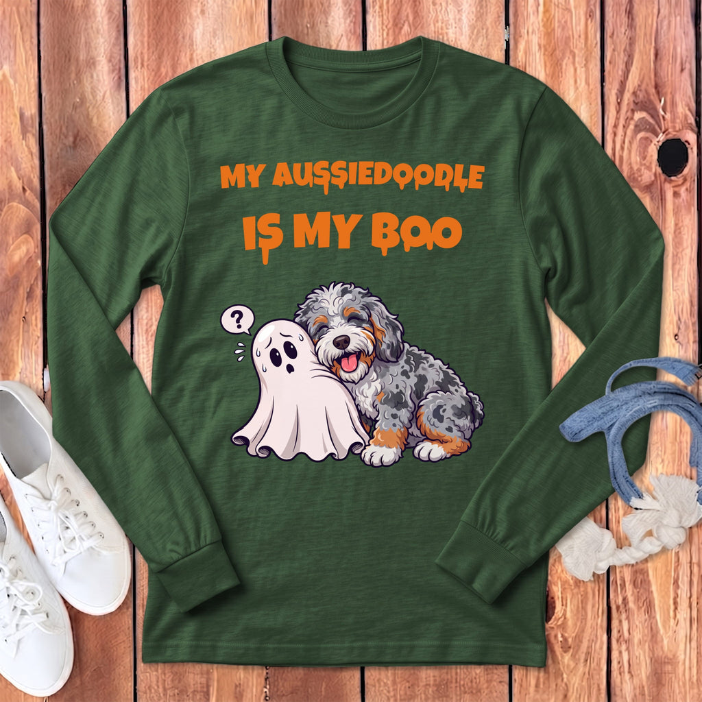 Aussiedoodle My Boo Long Sleeve T-Shirt in Heather Forest / S by Puppy Jo