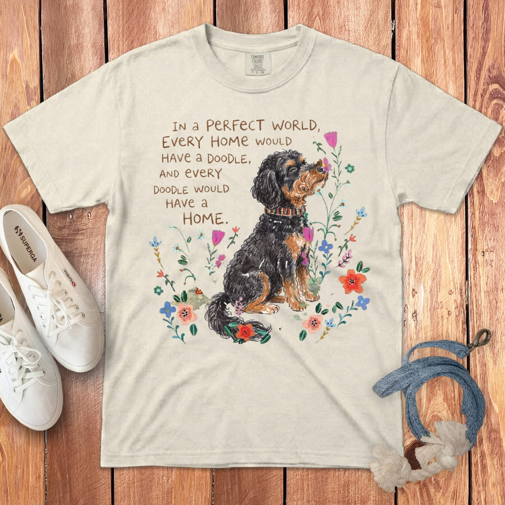 Perfect World Phantom Goldendoodle Signature T-Shirt in Ivory / S by Puppy Jo