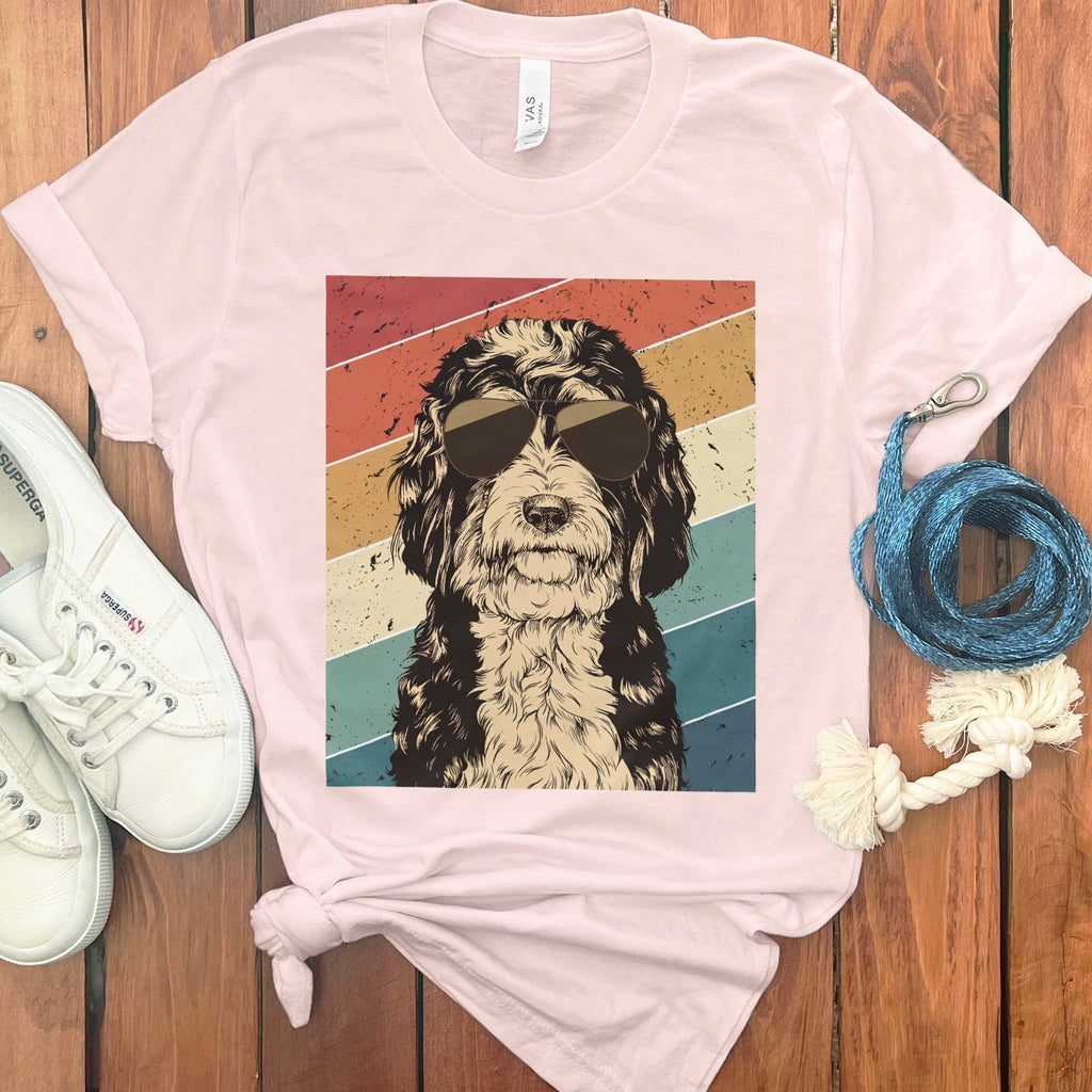 Retro Sunglasses Dog Graphic Tee for Stylish Product