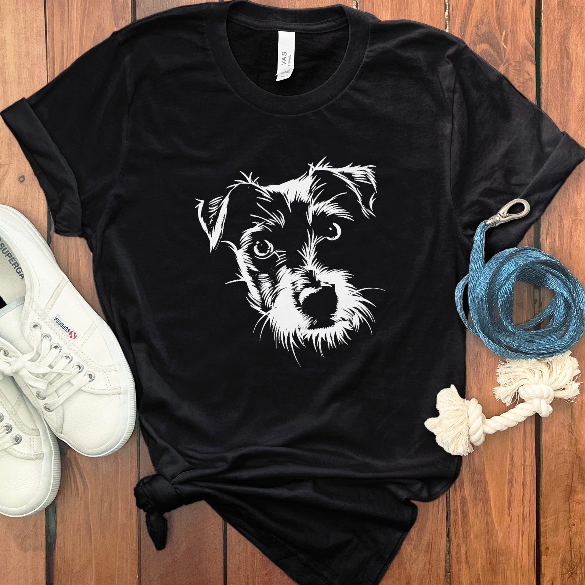 Adorable Dog Face Print Cute Black T-shirt product
