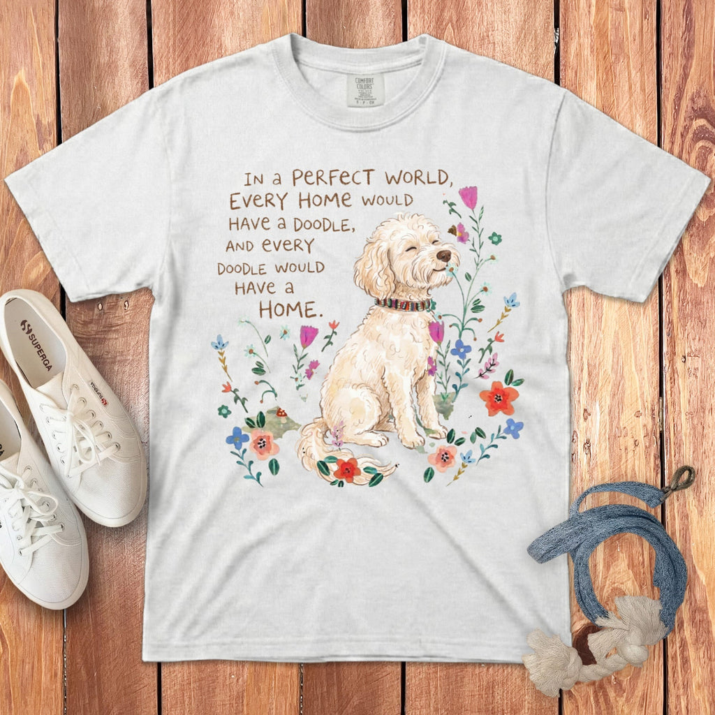 Perfect World Maltipoo Signature T-Shirt in White / S by Puppy Jo