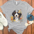 Colorful Floral Dog Design Women's T-shirt