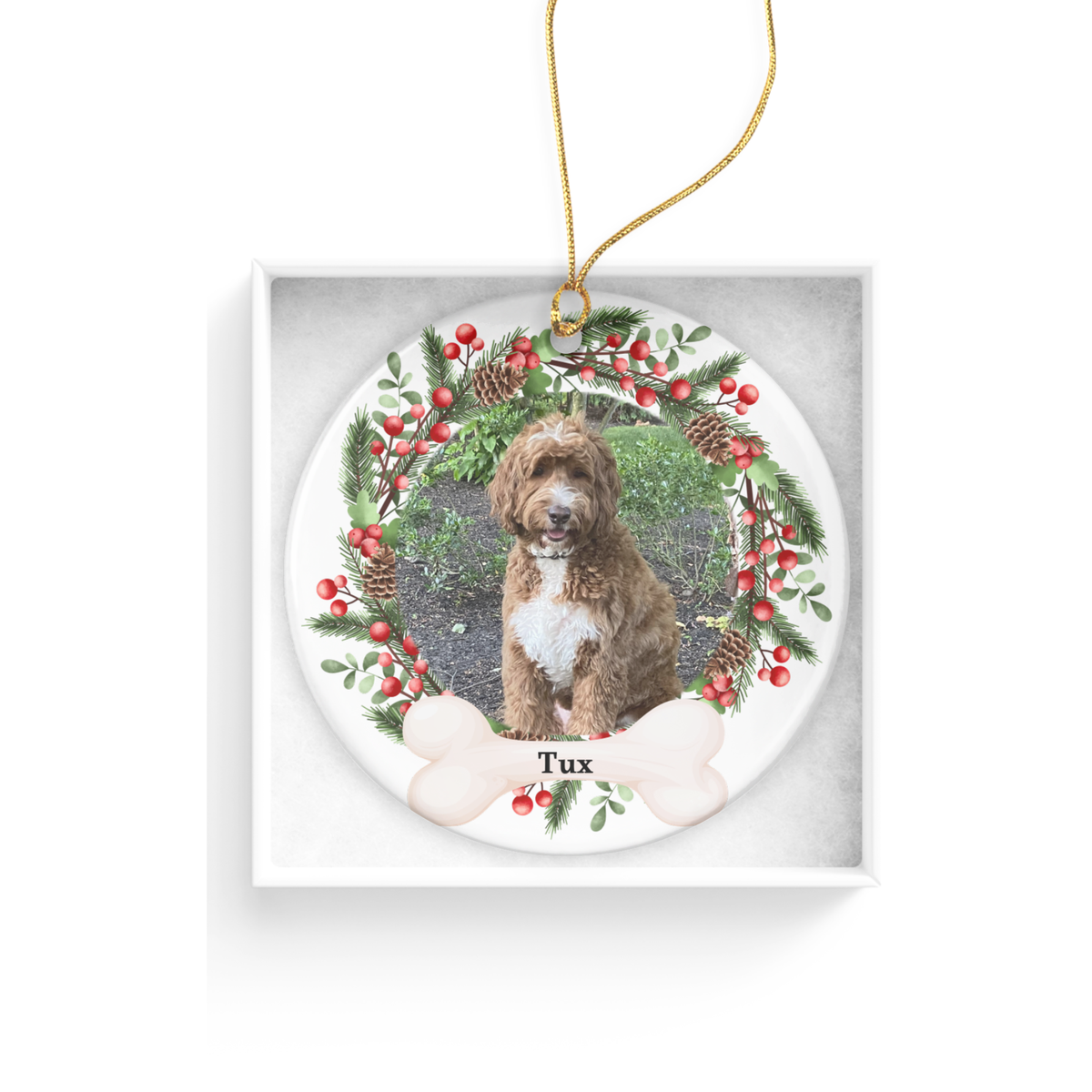 Personalized Pet Christmas Wreath Ornament