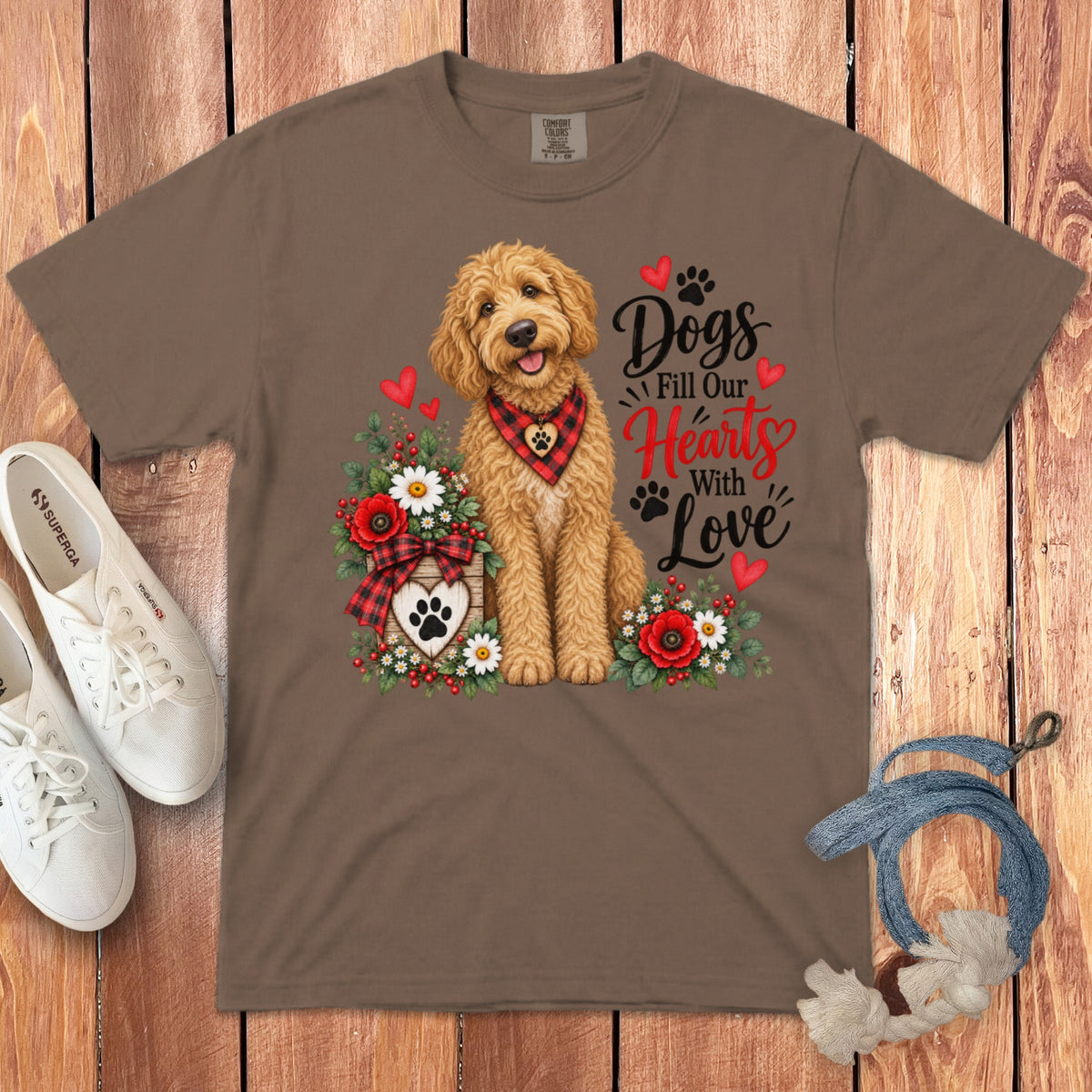 Golden Goldendoodle Hearts Love Signature T-Shirt