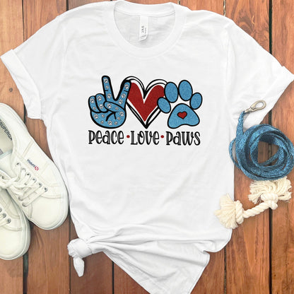 Peace Love Paws Graphic T-Shirt Casual Wear product