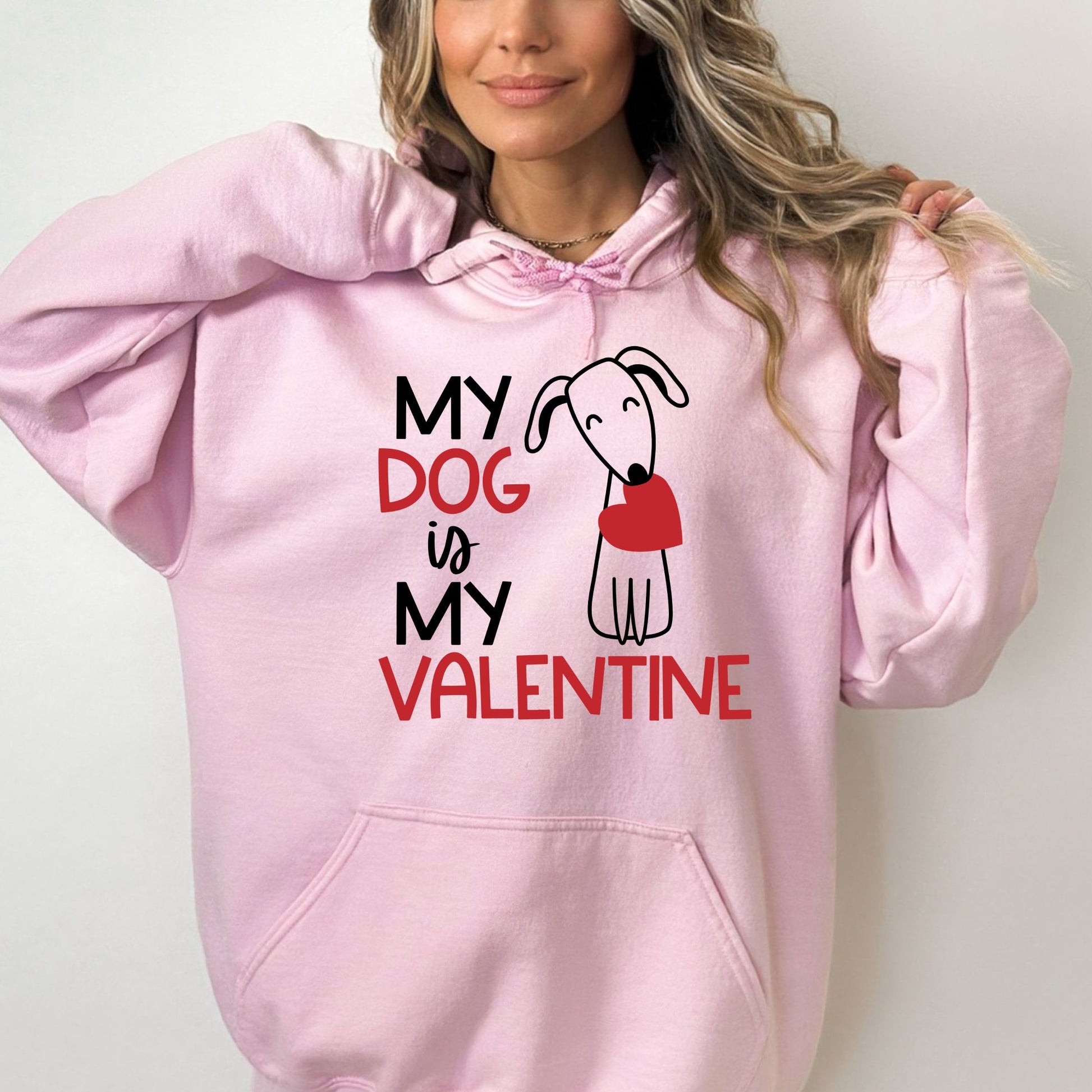 My Dog Is My Valentine Hoodie Sweatshirt - PuppyJo Hoodie S / Light Pink