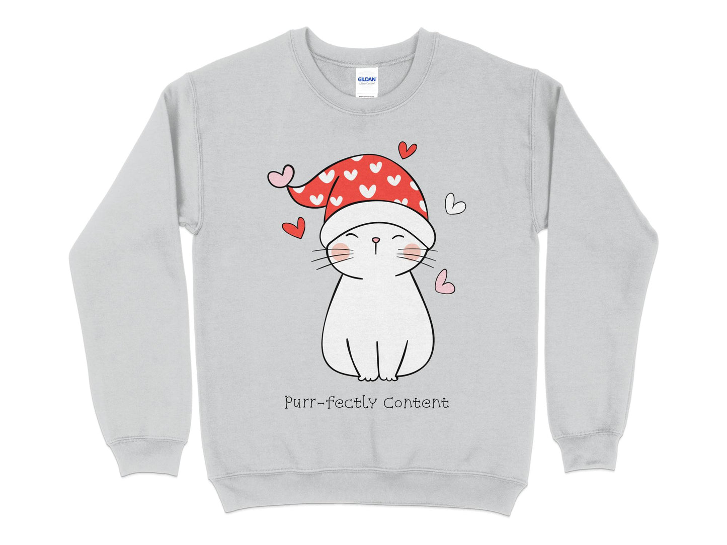 Purrfectly Content Valentine's Day Sweatshirt - PuppyJo Sweatshirt S / Sport Grey