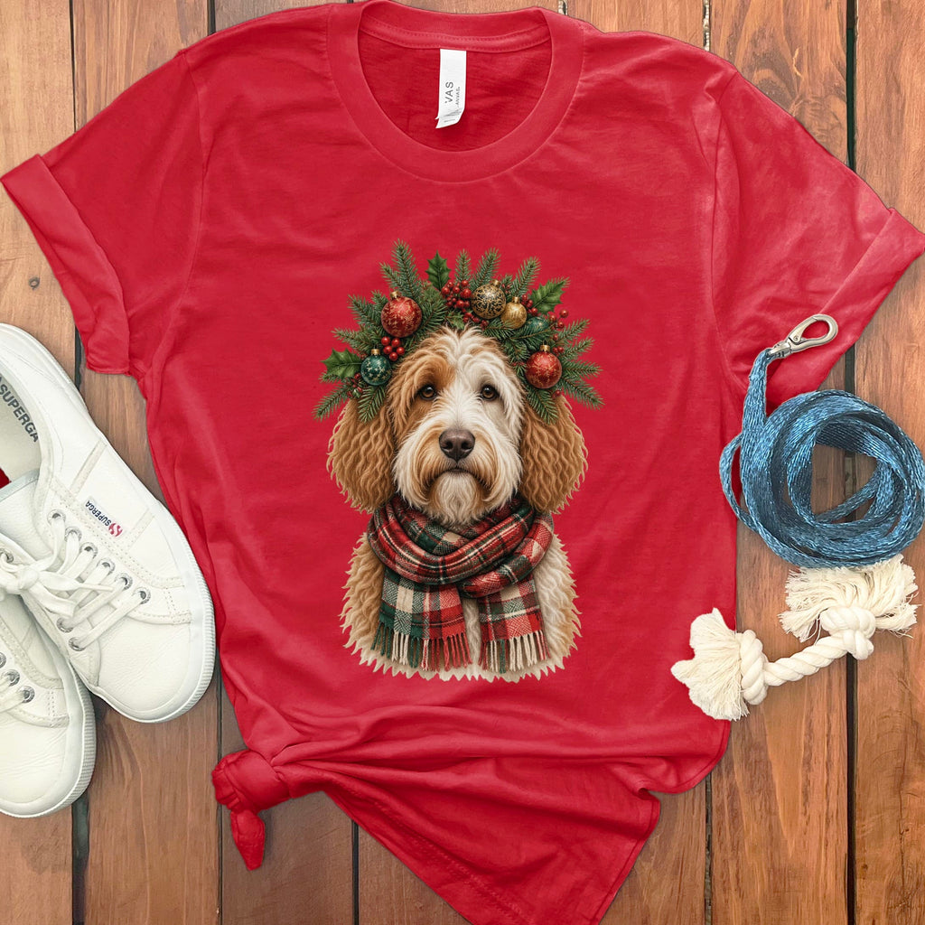 Parti Goldendoodle Holiday Crown T-Shirt in Red / S by Puppy Jo