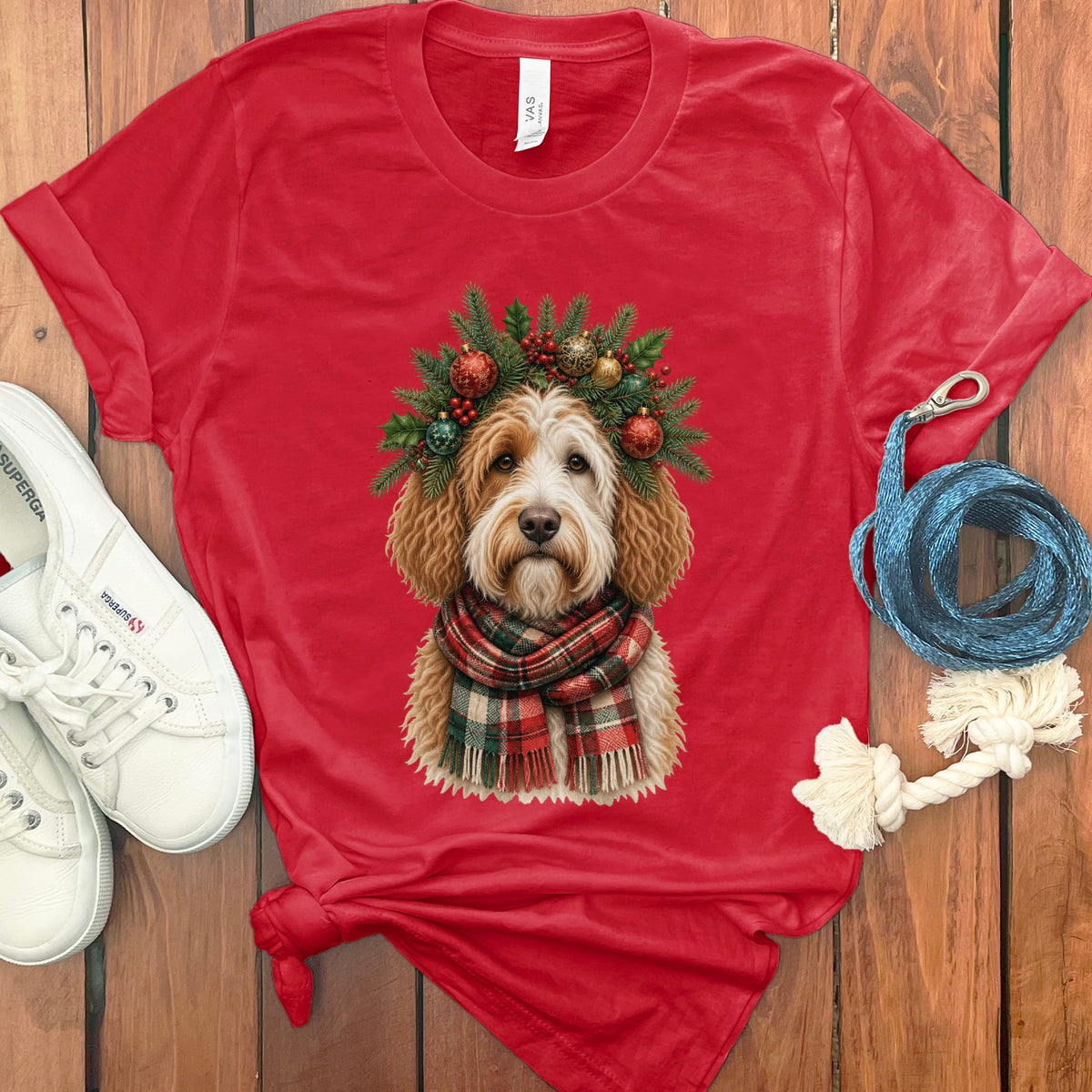 Parti Goldendoodle Holiday Crown T-Shirt in Red / S by Puppy Jo