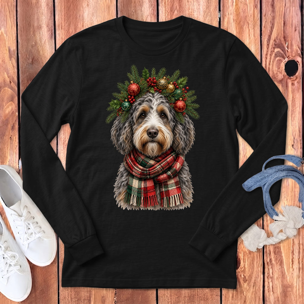 Aussiedoodle Holiday Crown Long Sleeve T-Shirt in Dark Grey Heather / S by MyDesigns