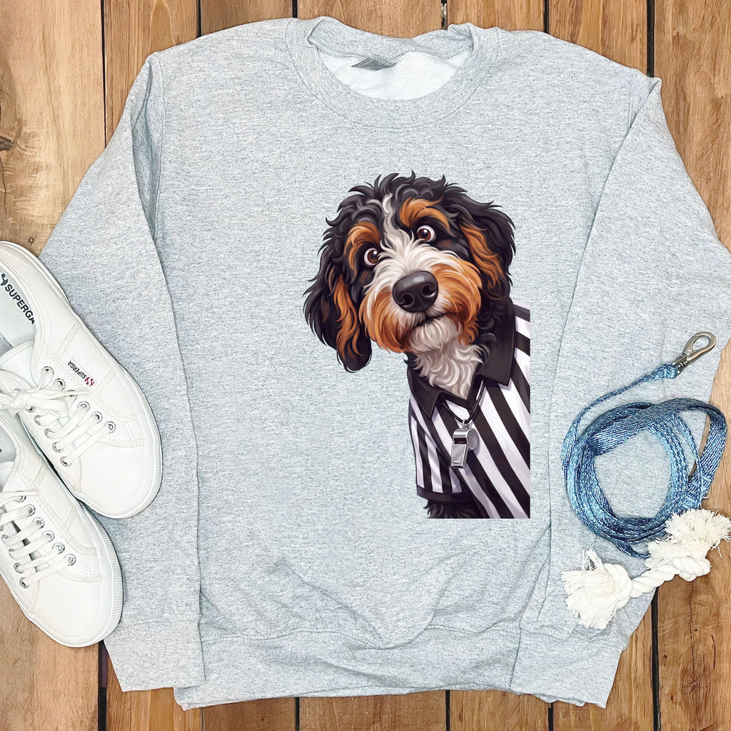 Bernedoodle Football Referee Sweatshirt in Sport Grey / S by Puppy Jo