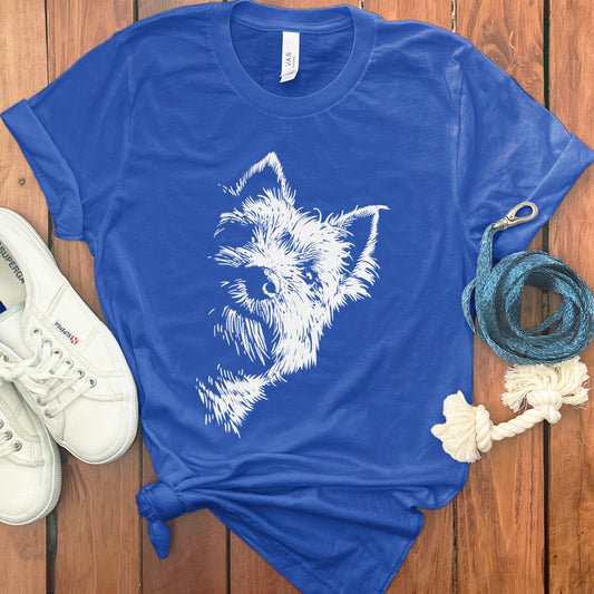 Blue T-Shirt with White Dog Illustration product type