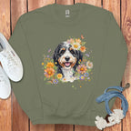 Dog Portrait Floral Graphic Cozy Wearable Art