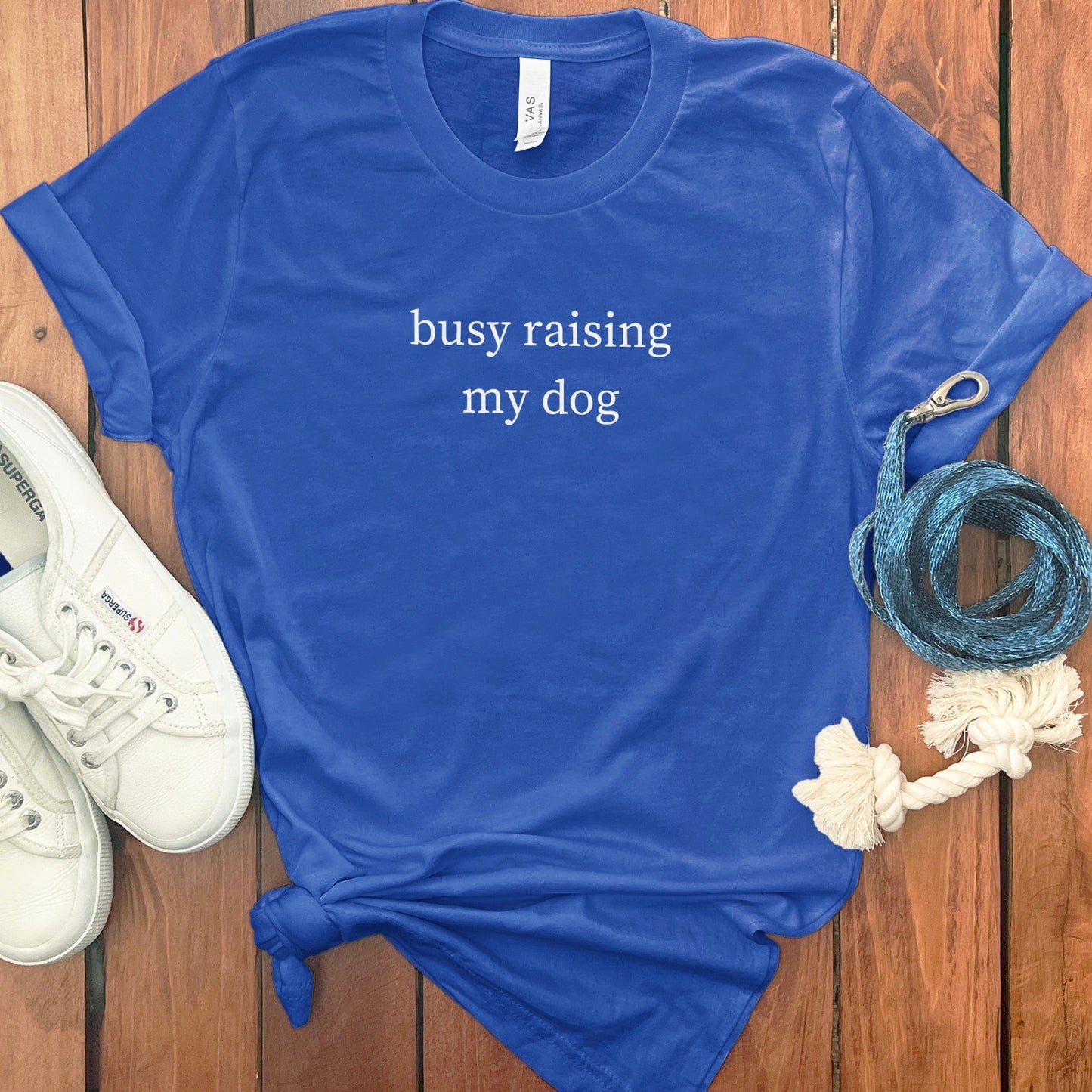 Busy Raising My Dog Blue Graphic Shirt product type