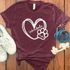 Labradoodle Mom Heart and Paw Print Graphic Tee
