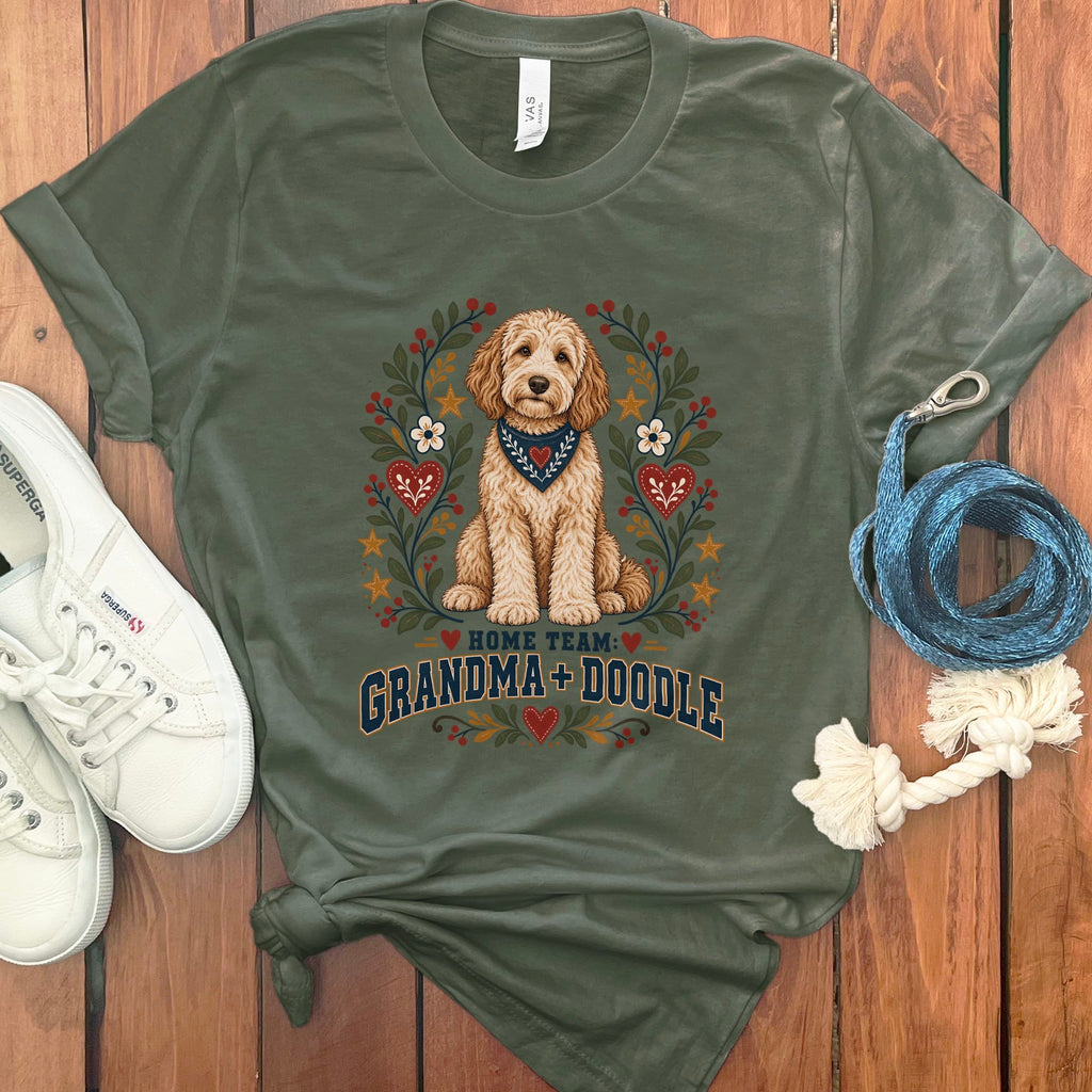 Grandma Doodle Team T-Shirt in Military Green / S by Puppy Jo