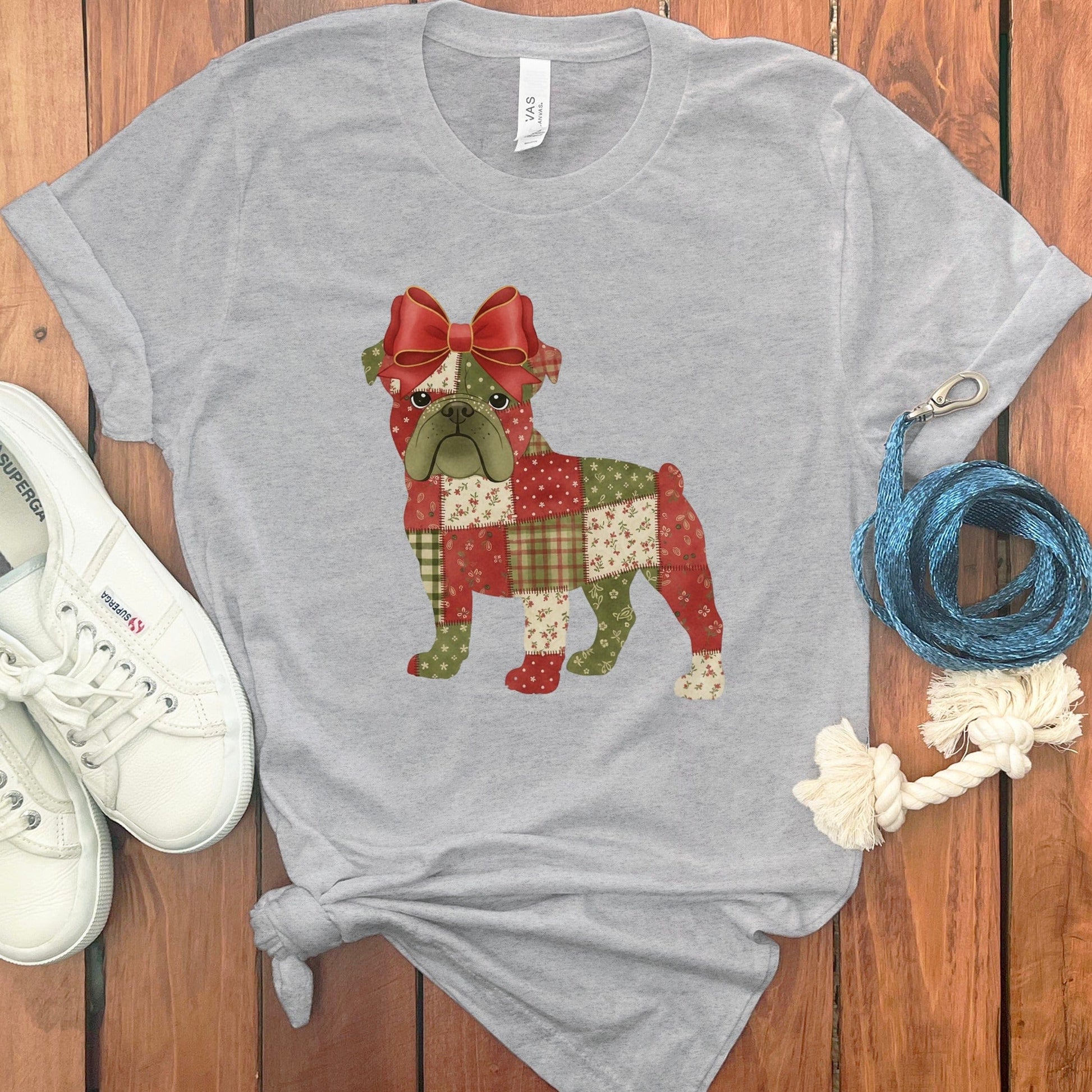 Cute Bulldog Patchwork Design Graphic Tee product