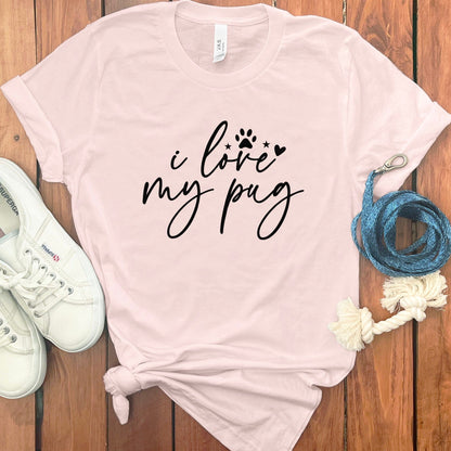I Love My Pug Graphic Casual Shirt product type