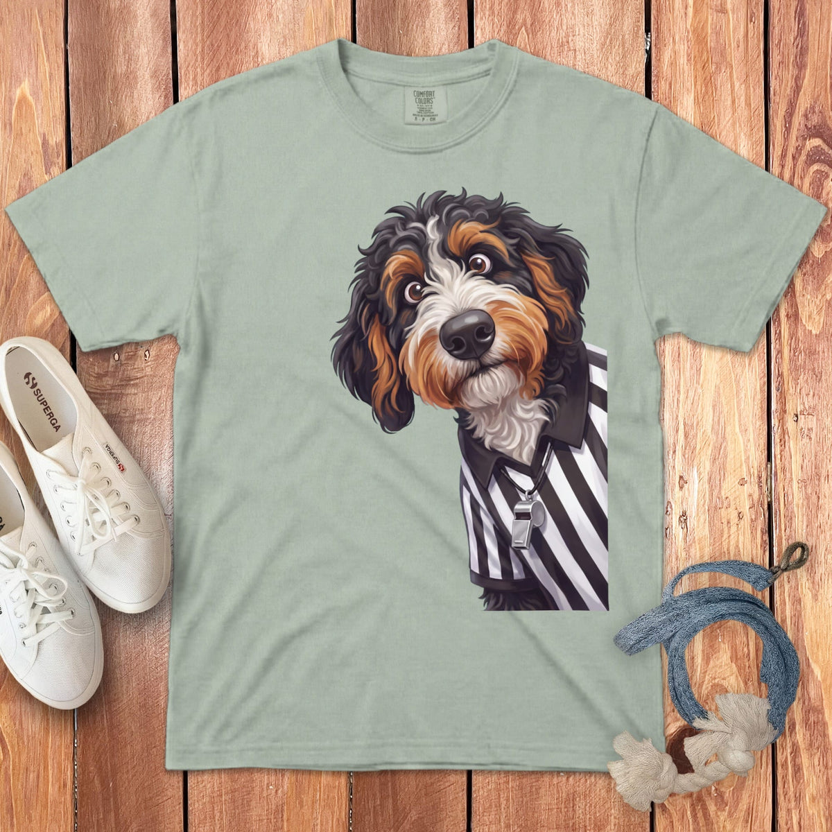 Bernedoodle Football Referee Signature T-Shirt in Bay / S by Puppy Jo