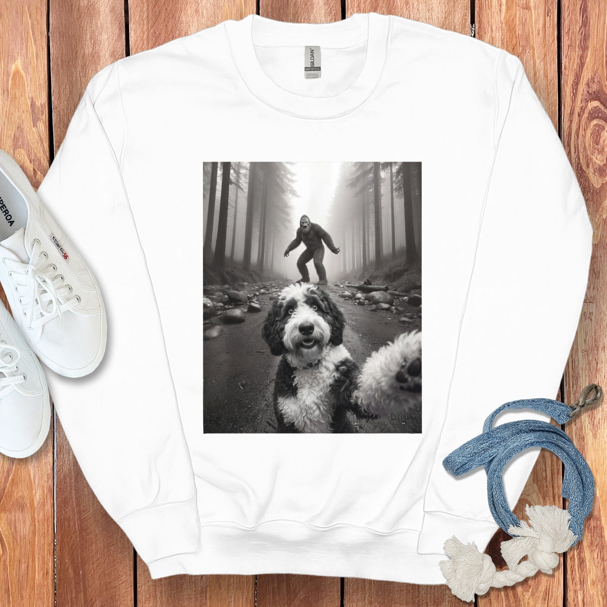 Bigfoot Forest Adventure Dog Design Sweatshirt