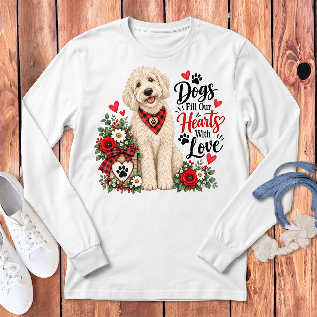 Cream Goldendoodle Hearts Love Long Sleeve T-Shirt