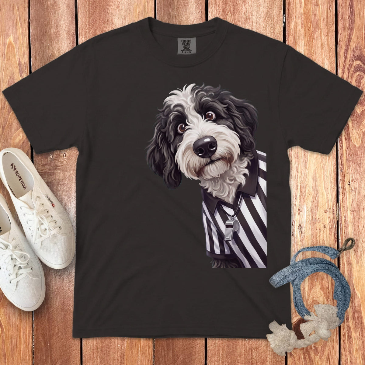 Sheepadoodle Football Referee Signature T-Shirt in Graphite / S by Puppy Jo