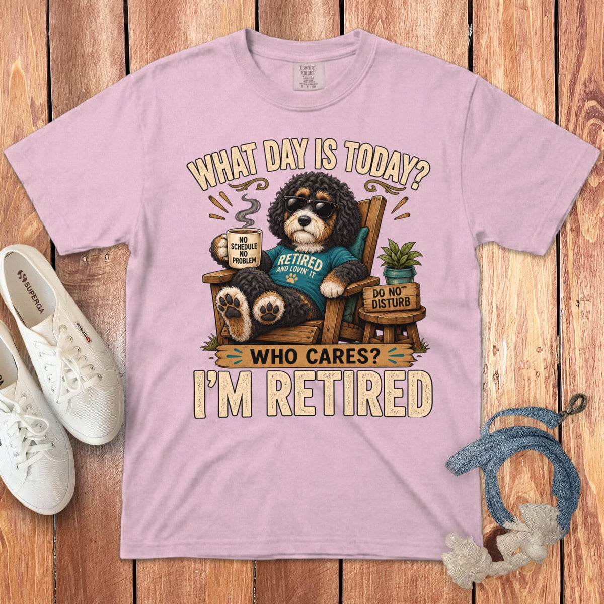 I'm Retired Bernedoodle Signature T-Shirt in Blossom / S by Puppy Jo