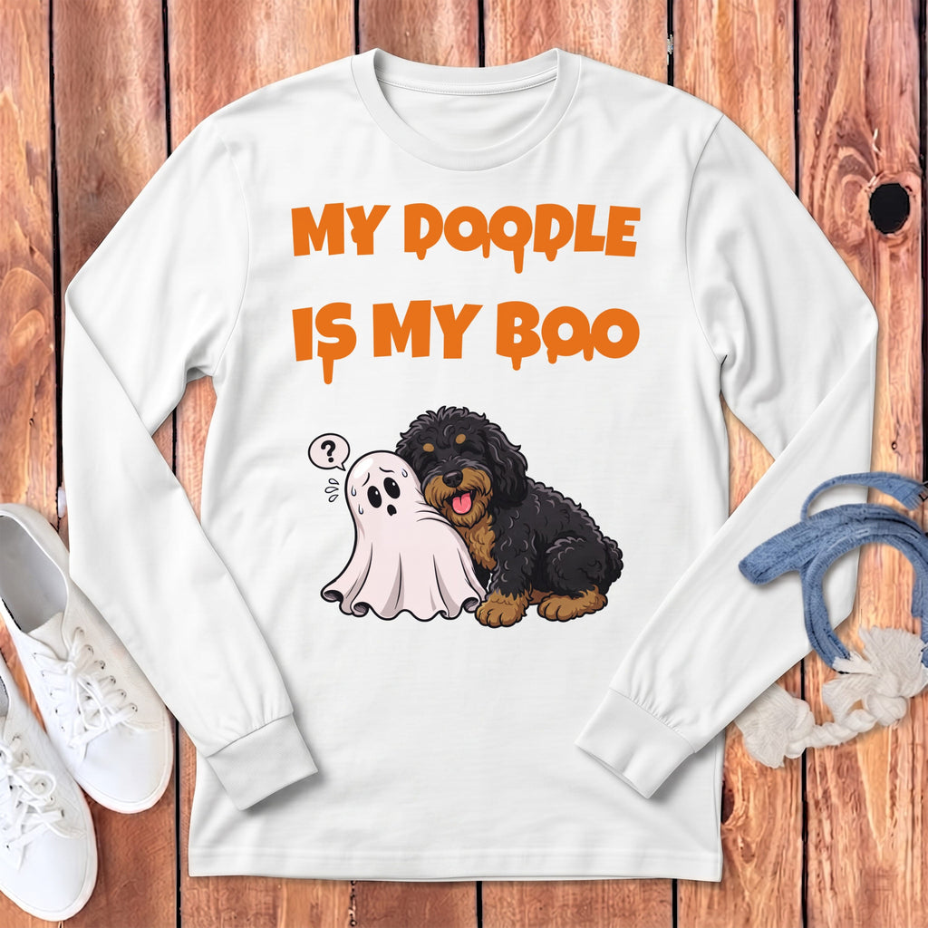 Phantom Goldendoodle My Boo Long Sleeve T-Shirt in White / S by Puppy Jo