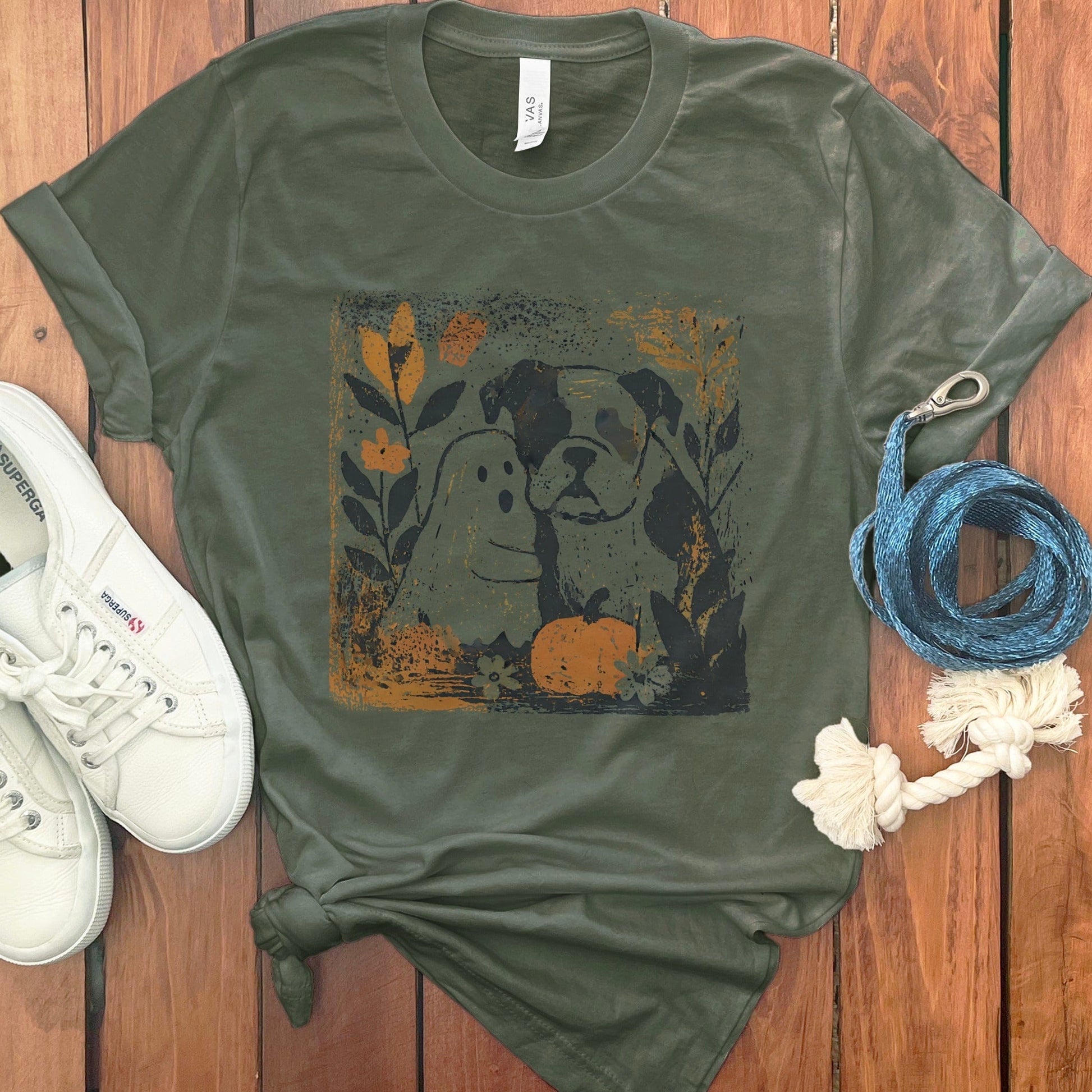 Cute Dog and Ghost Graphic Print T-shirt product