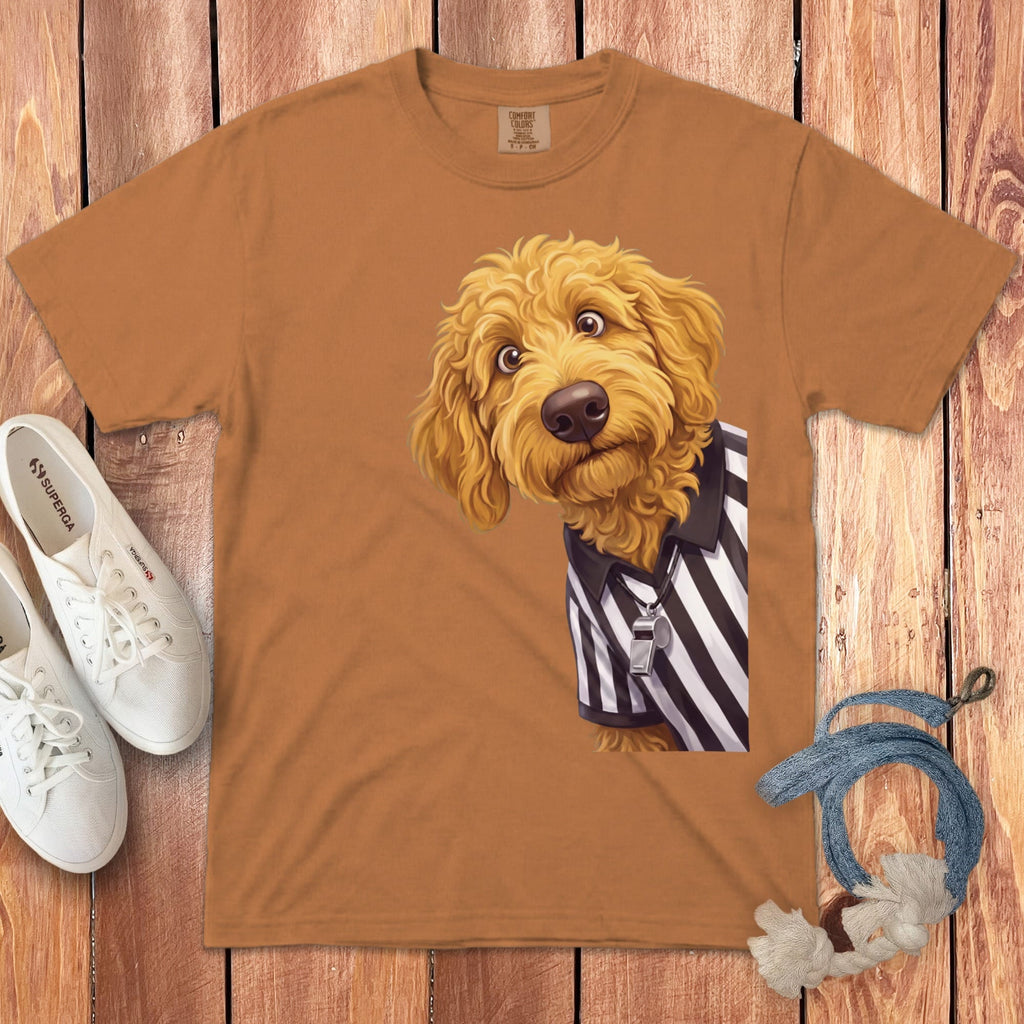 Golden Goldendoodle Football Referee Signature T-Shirt in Yam / S by Puppy Jo