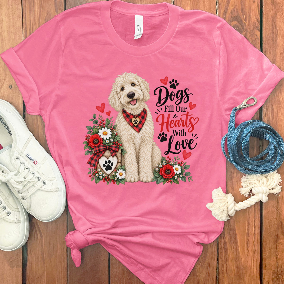 Cream Goldendoodle Hearts Love T-Shirt