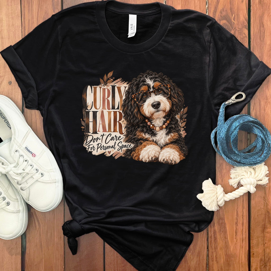 Bernedoodle Curly Hair T-Shirt in Black / S by Puppy Jo