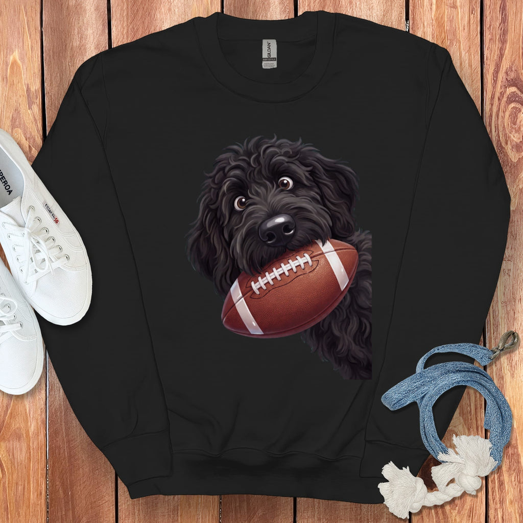 Black Goldendoodle Football Sweatshirt in Black / S by Puppy Jo