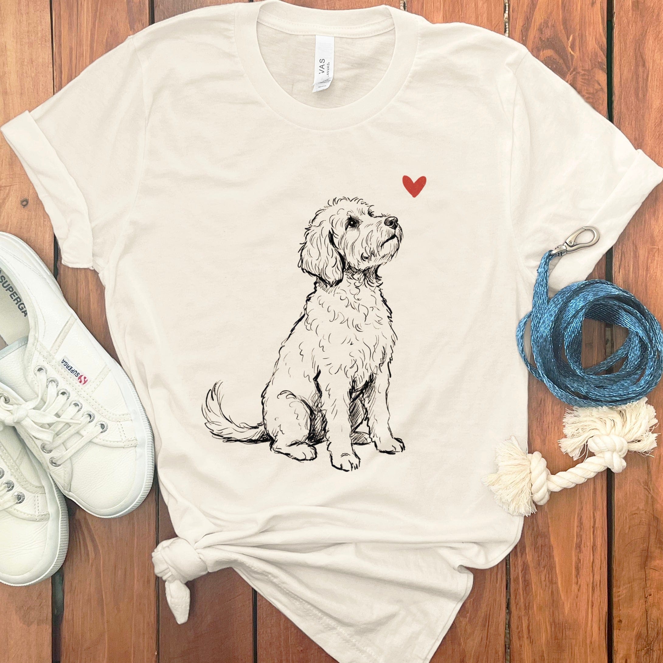 Cute Dog Illustration with Heart T-Shirt Product