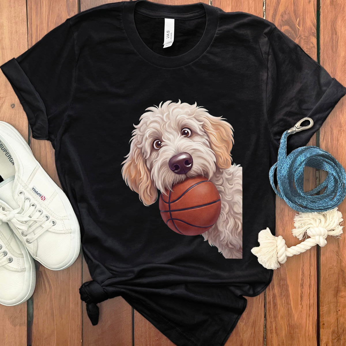Maltipoo Basketball T-Shirt in Black / S by Puppy Jo