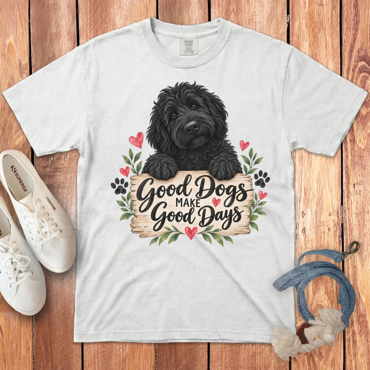 Black Goldendoodle Good Days Signature T-Shirt