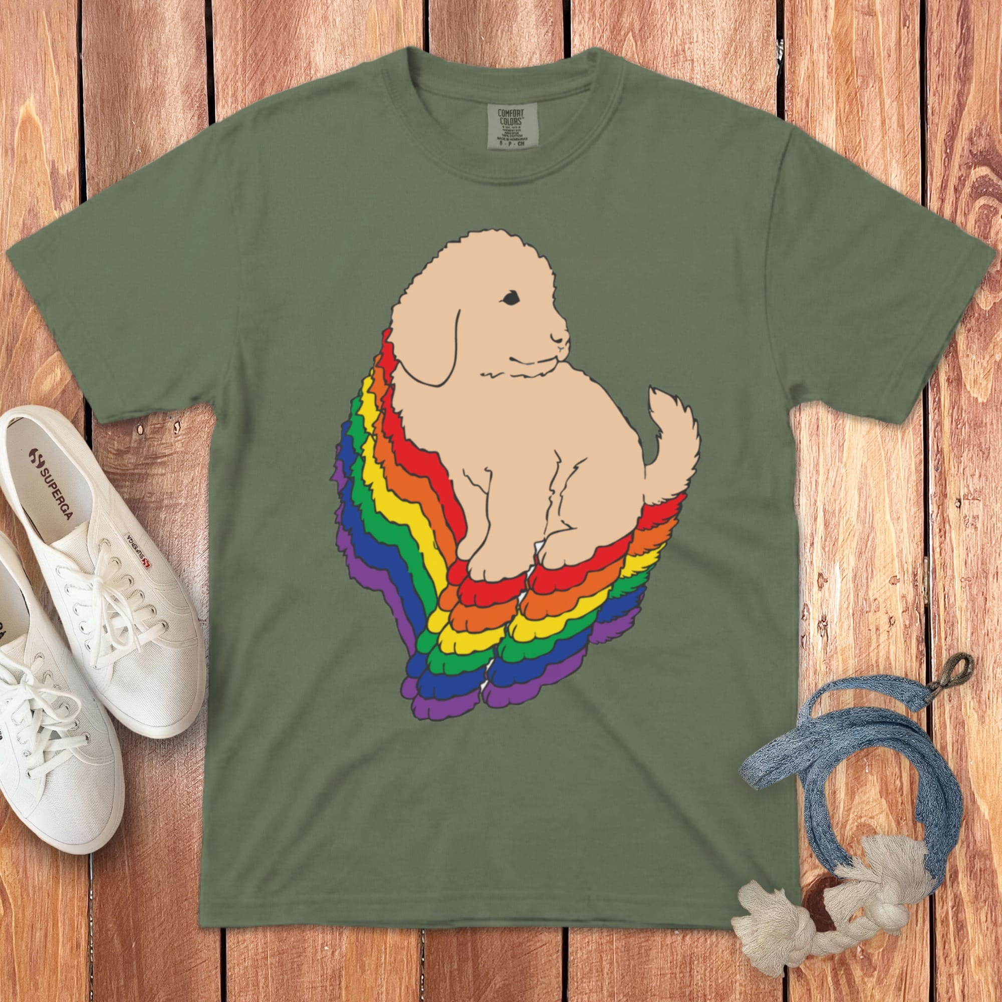 Acadia Goldendoodle Signature T-Shirt in Moss / S by Puppy Jo