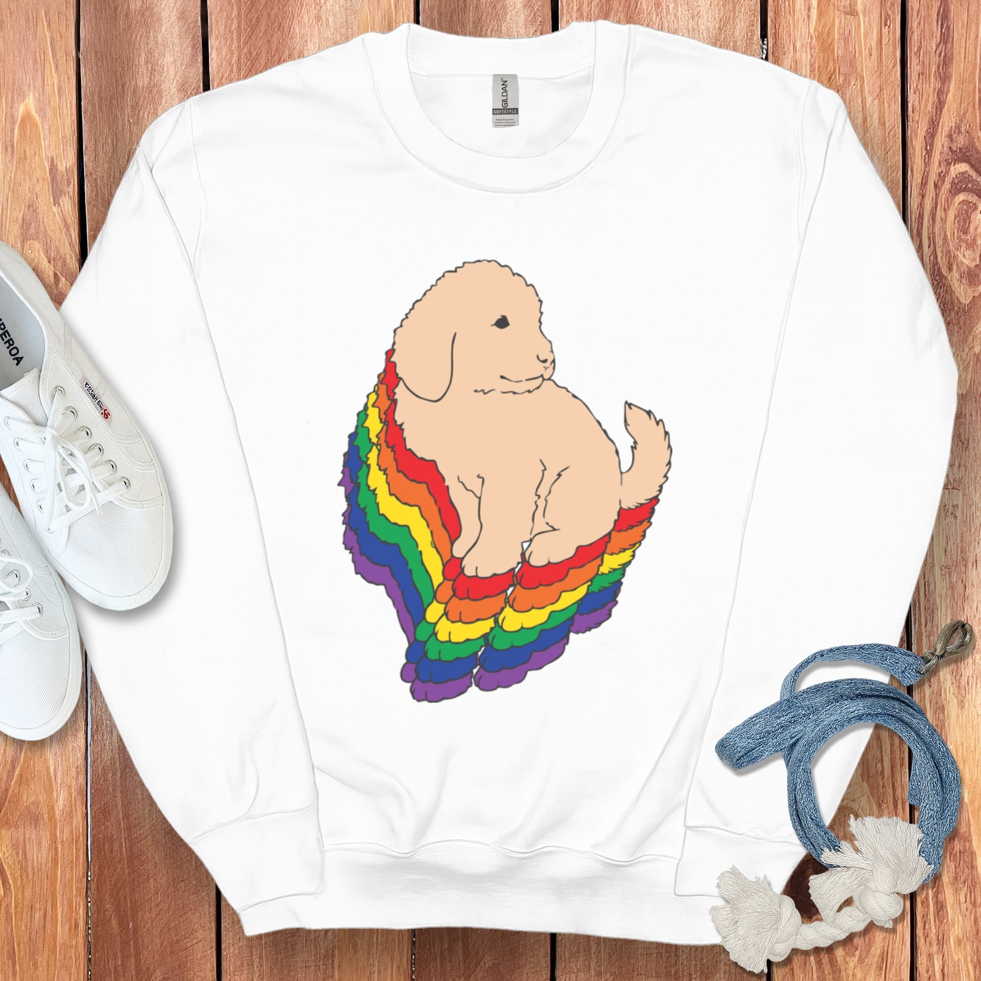 Acadia Goldendoodle Sweatshirt in White / S by Puppy Jo