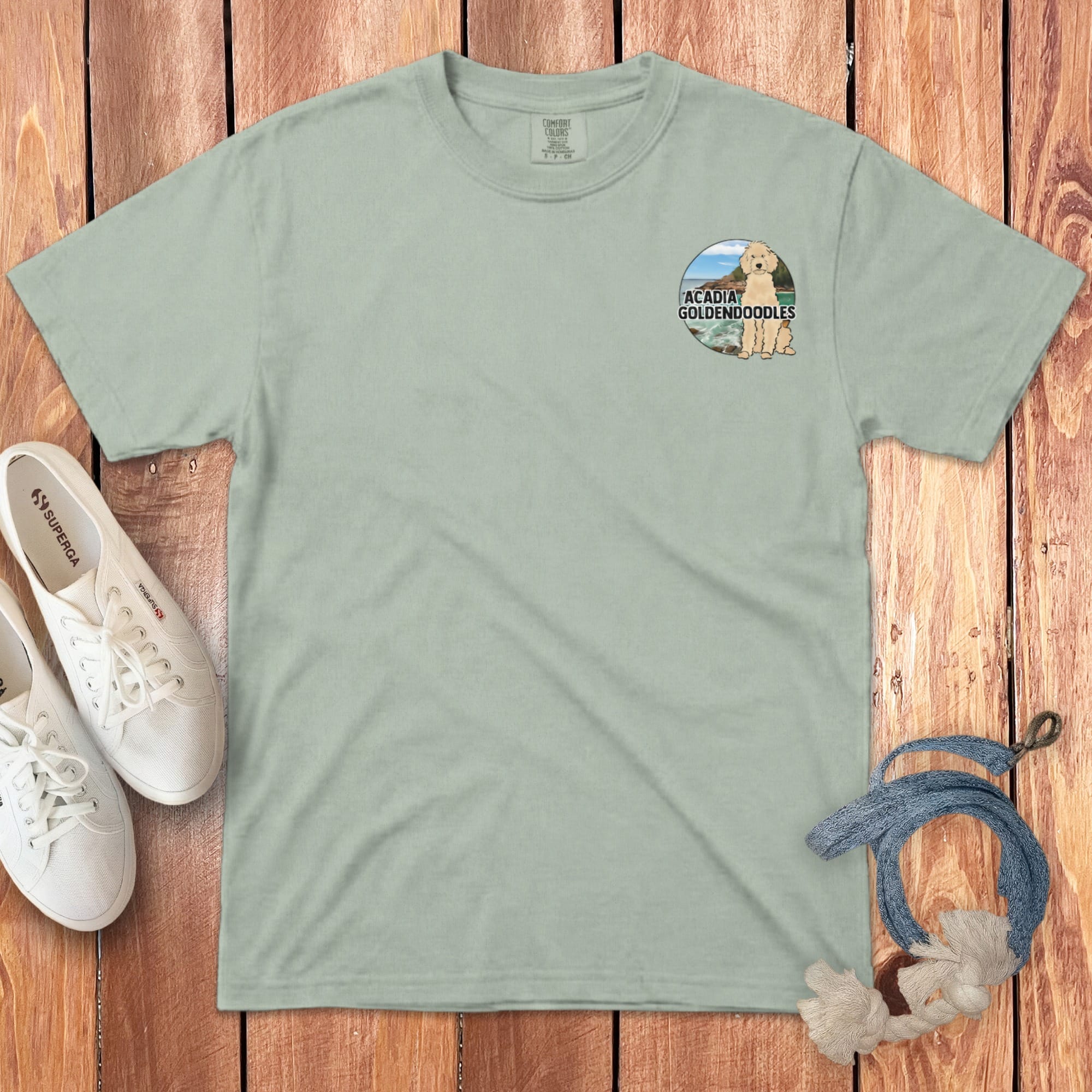 Acadia Goldendoodles Logo Signature T-Shirt in Bay / S by Puppy Jo