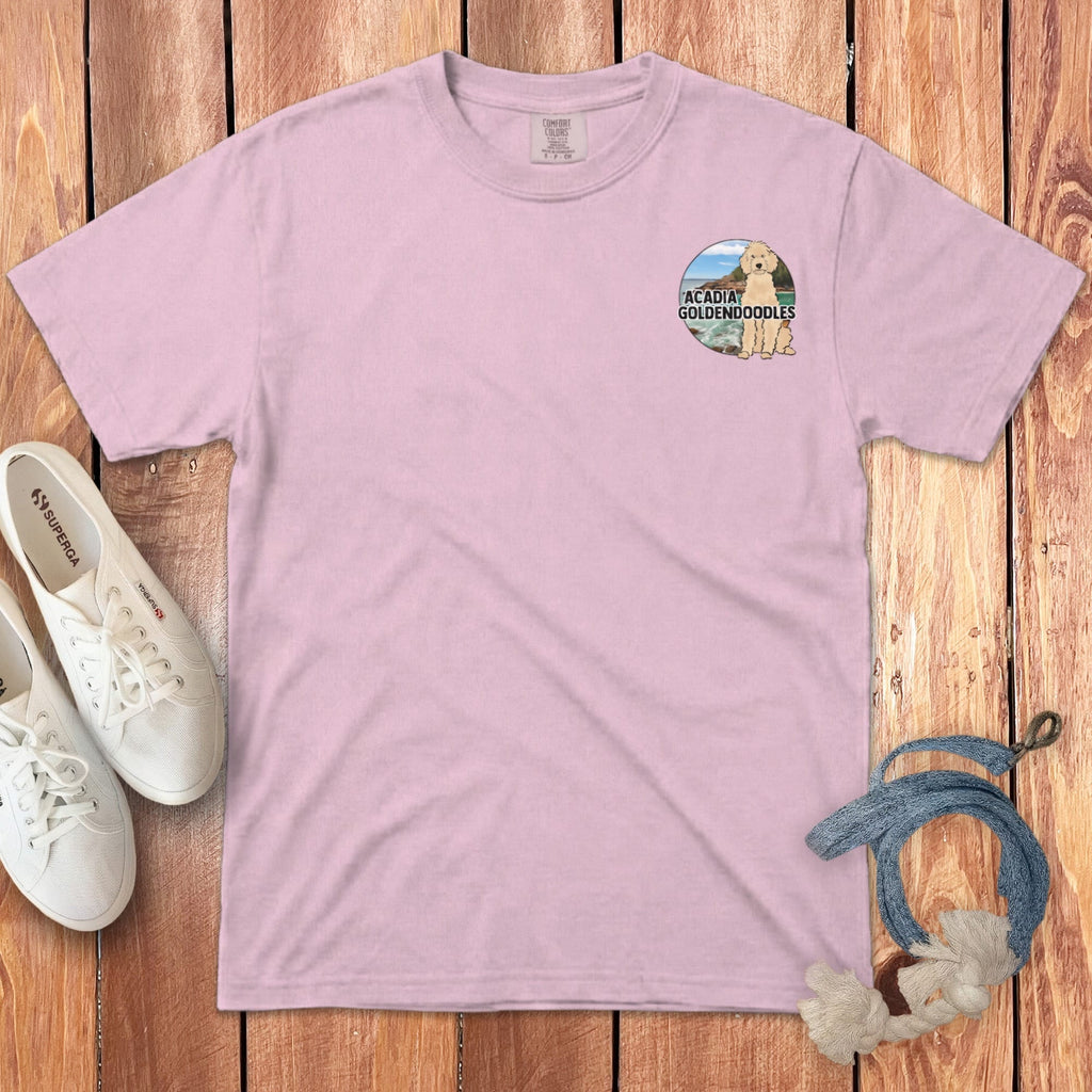 Acadia Goldendoodles Logo Signature T-Shirt in Blossom / S by Puppy Jo