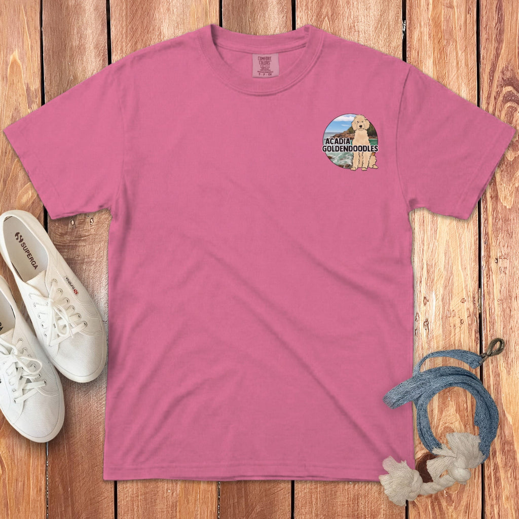 Acadia Goldendoodles Logo Signature T-Shirt in Crunchberry / S by Puppy Jo