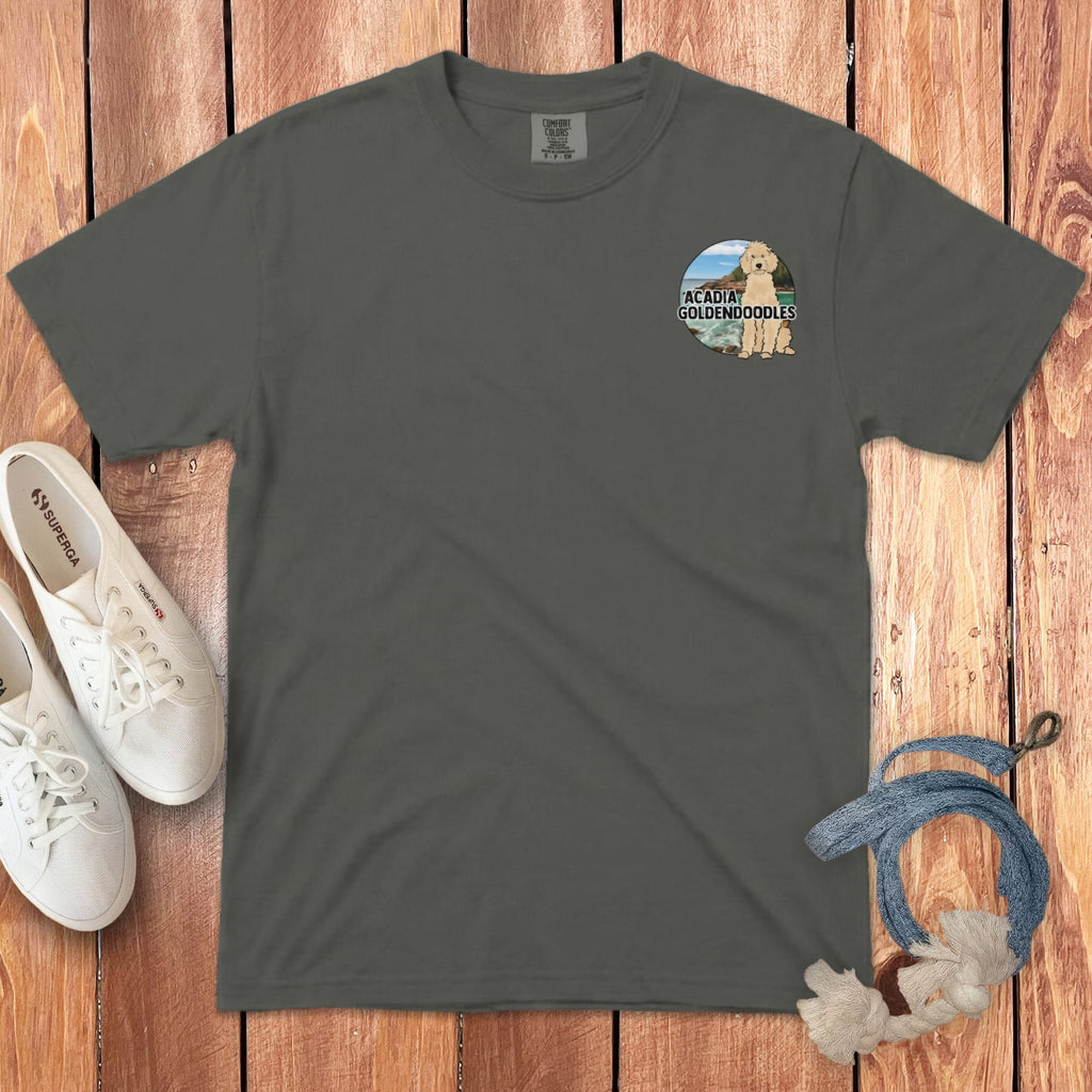 Acadia Goldendoodles Logo Signature T-Shirt in Pepper / S by Puppy Jo