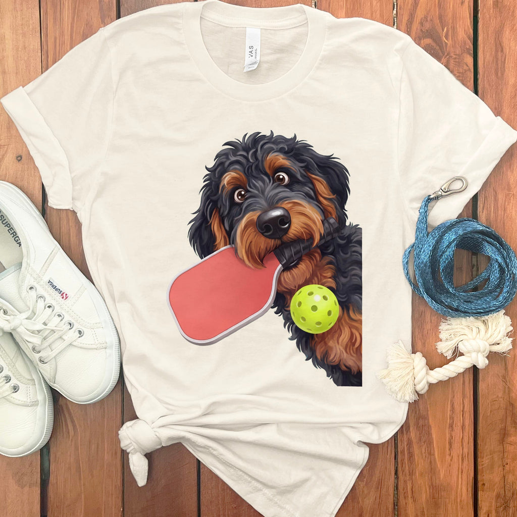 Phantom Goldendoodle Pickleball T-Shirt in Natural / S by Puppy Jo