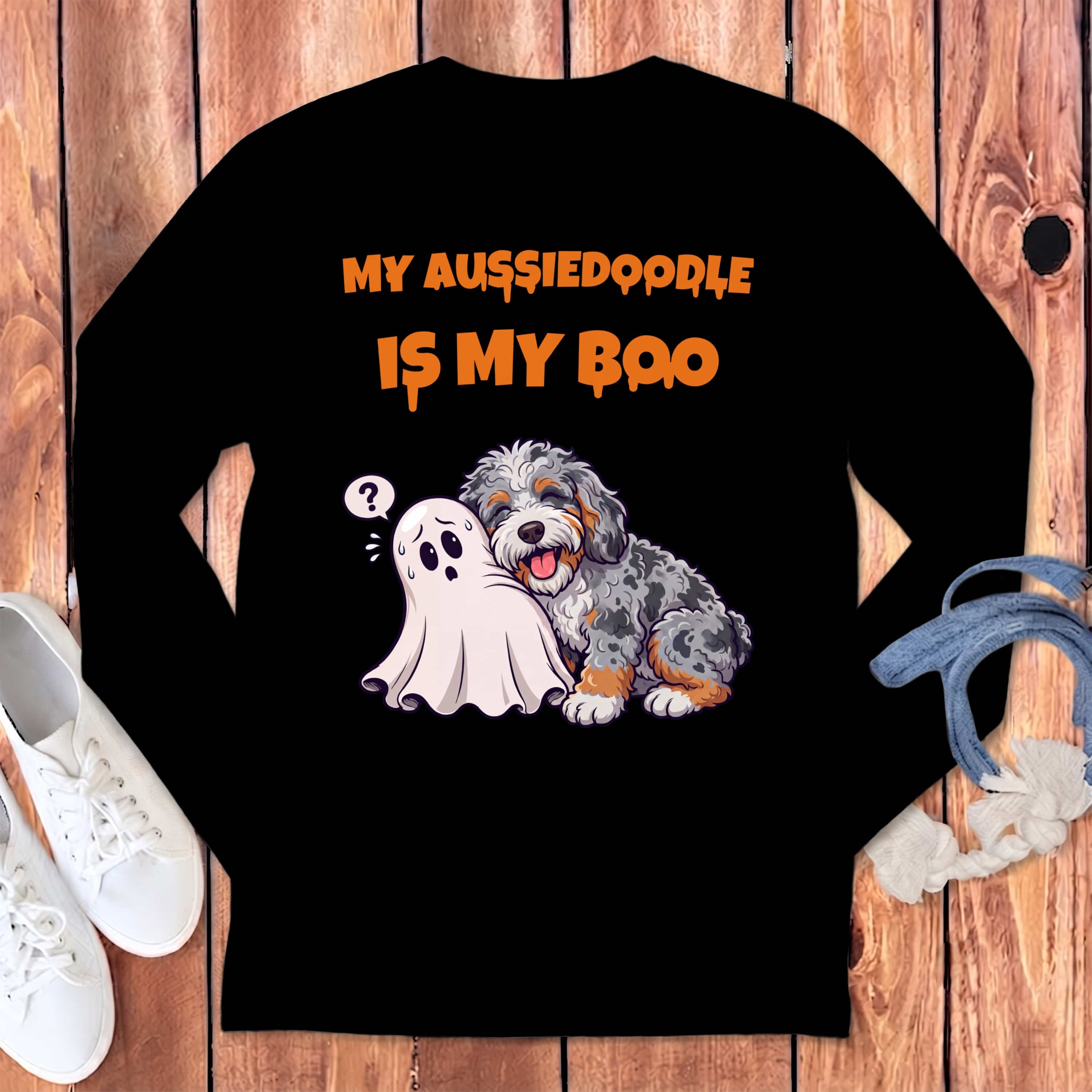 Aussiedoodle My Boo Long Sleeve T-Shirt in Black / S by Puppy Jo